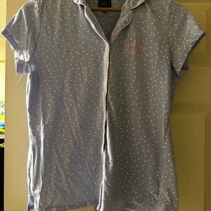 Laura Ashley Blue and White Button Down Pajama Top
